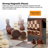 Social Hike Wooden Chess & Checkers 2 in 1 – Magnetic Travel Foldable Board Game - 45-Degree Angle