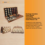Social Hike Wooden Chess & Checkers 2 in 1 – Magnetic Travel Foldable Board Game - Close-Up Angle