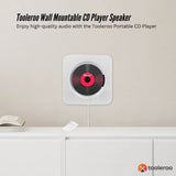 Tooleroo Wall Mountable CD Player Speaker - Bluetooth HiFi FM Radio White - Front View