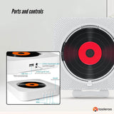 Tooleroo Wall Mountable CD Player Speaker - Bluetooth HiFi FM Radio White - Side View