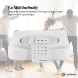 Tooleroo Wall Mountable CD Player Speaker - Bluetooth HiFi FM Radio White - Close-Up Angle
