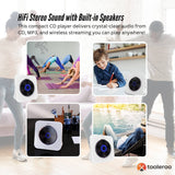 Tooleroo USB Rechargeable Desktop CD Player Speaker ??Bluetooth Portable White