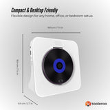 Tooleroo USB Rechargeable Desktop CD Player Speaker ??Bluetooth Portable White - Top-Down View