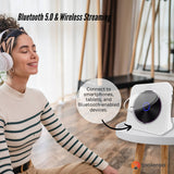 Tooleroo USB Rechargeable Desktop CD Player Speaker ??Bluetooth Portable White - 45-Degree Angle