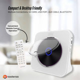 Tooleroo USB Rechargeable Desktop CD Player Speaker ??Bluetooth Portable White