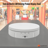 Tooleroo Electric 360 Rotating Product Display Stand White for Merchandise Video - Front View