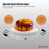 Tooleroo Electric 360 Rotating Product Display Stand White for Merchandise Video - 45-Degree Angle