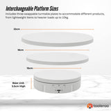 Tooleroo Electric 360 Rotating Product Display Stand White for Merchandise Video - Rear View