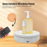 Tooleroo Electric 360 Rotating Product Display Stand White for Merchandise Video - Top-Down View
