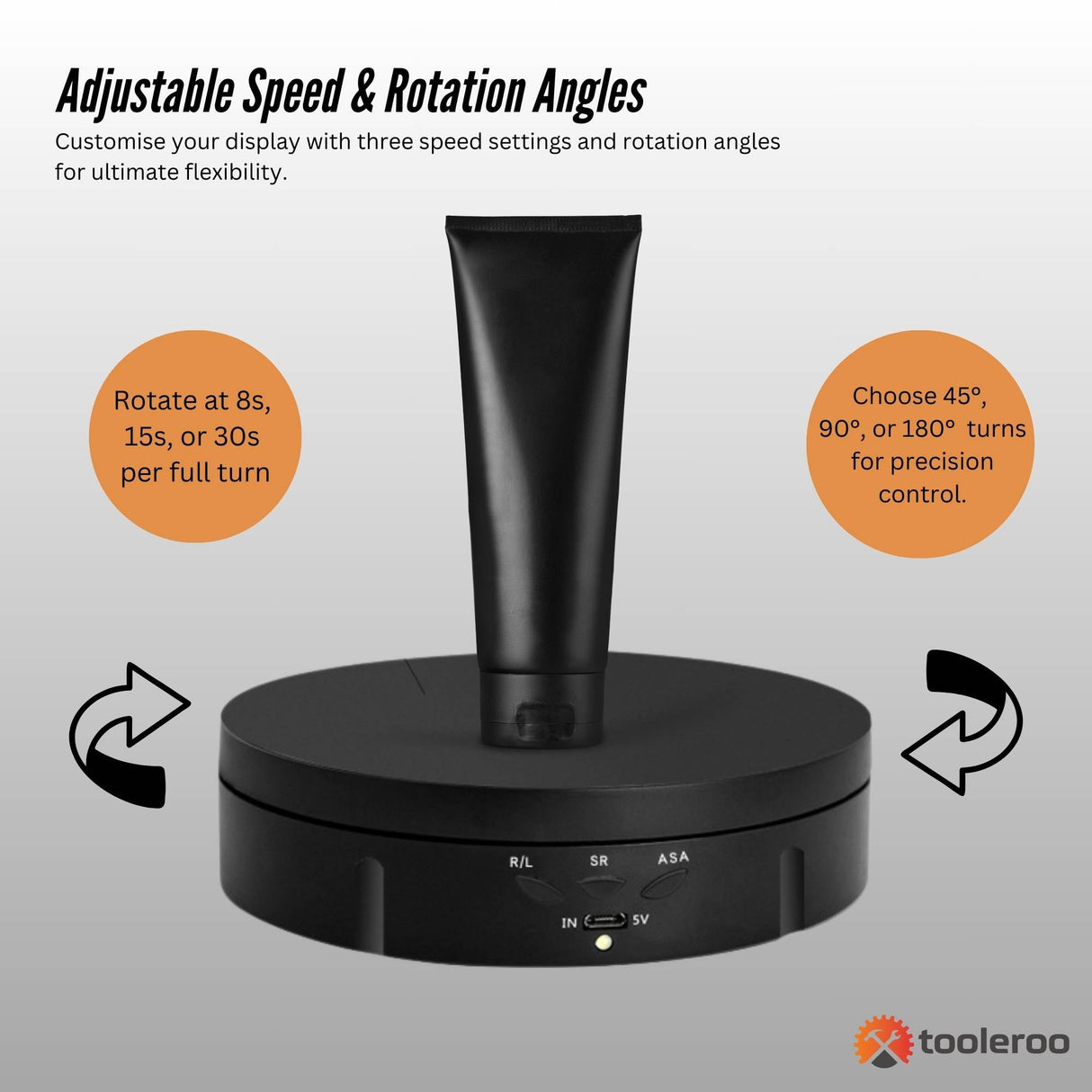 Tooleroo Electric 360 Rotating Product Display Stand Black for Merchandise Video