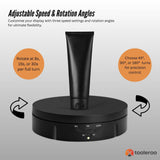 Tooleroo Electric 360 Rotating Product Display Stand Black for Merchandise Video - 45-Degree Angle