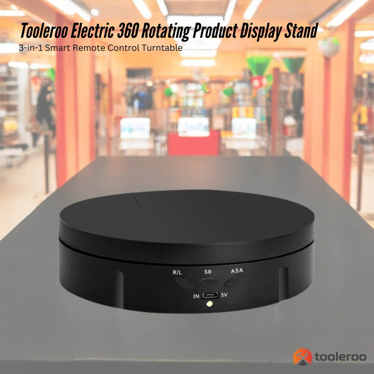 Tooleroo Electric 360 Rotating Product Display Stand for Merchandise Video Black