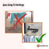 Tooleroo Clothes Drying Rack Tri-Fold Wall-Mount Space-Saving Laundry Hanger - Rear View