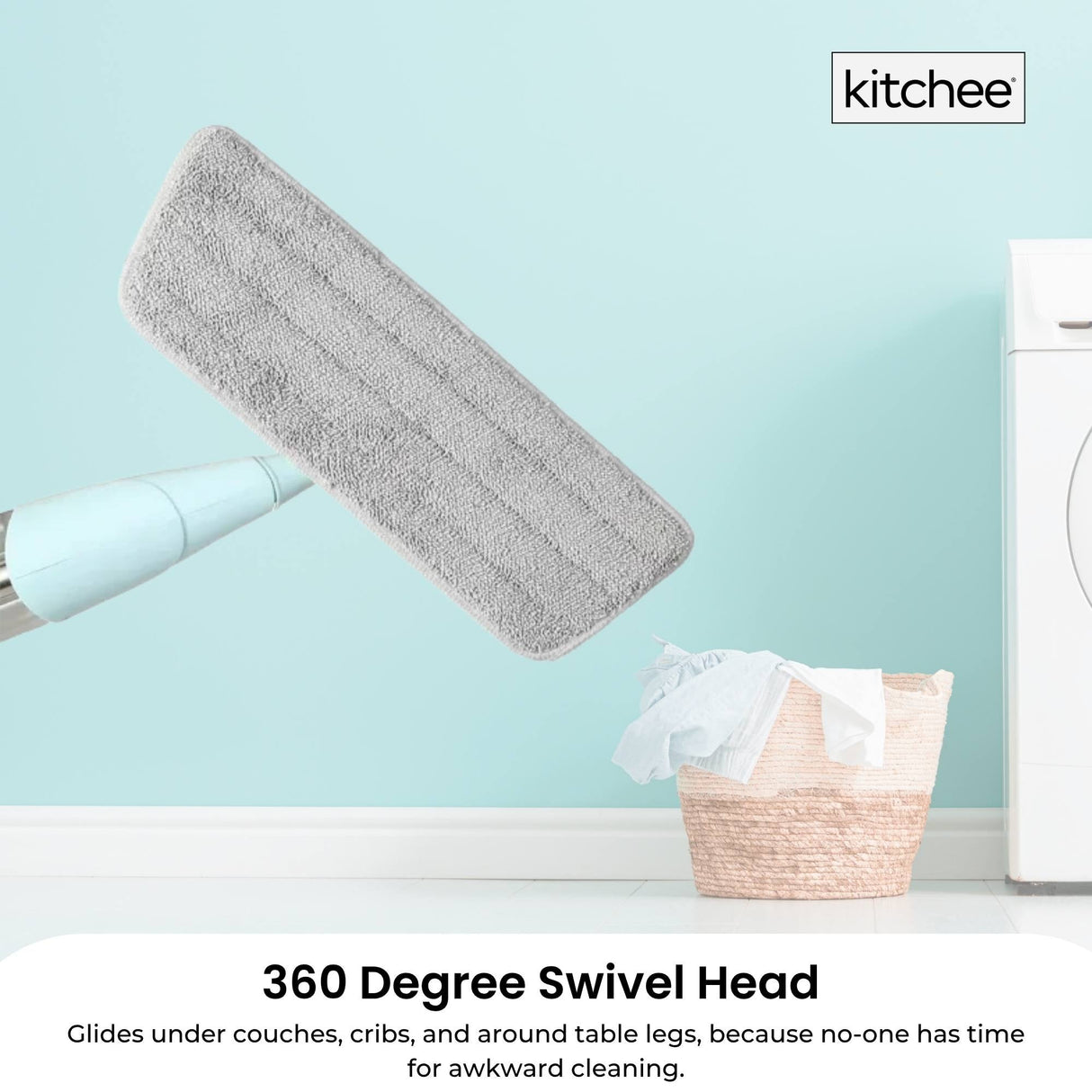 Kitchee Refillable Spray Floor Mop with Reusable & Washable Multi-Surface Microfibre Pad