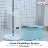 Kitchee Spin Mop & Bucket Set ??Microfibre Pad, Telescopic Handle, 10L Capacity