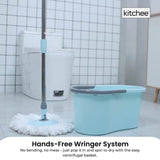 Kitchee Spin Mop & Bucket Set – Microfibre Pad, Telescopic Handle, 10L Capacity - Side View