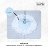 Kitchee Spin Mop & Bucket Set ??Microfibre Pad, Telescopic Handle, 10L Capacity