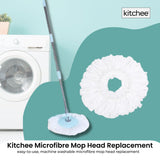 Kitchee Microfibre Mop Head Replacement for Kitchee Spin Mop - White Round - Front View