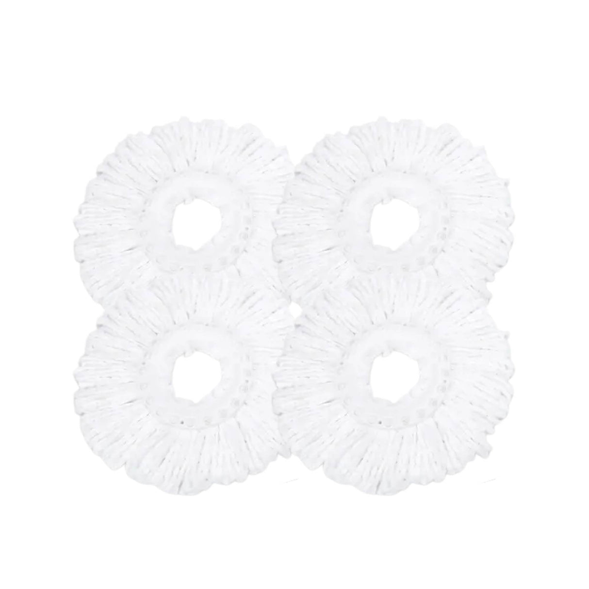 4x Kitchee Microfibre Mop Head Replacement for Kitchee Spin Mop - White Round
