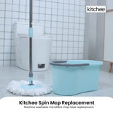 4x Kitchee Microfibre Mop Head Replacement for Kitchee Spin Mop - White Round - Front View