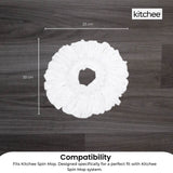 4x Kitchee Microfibre Mop Head Replacement for Kitchee Spin Mop - White Round - Top-Down View