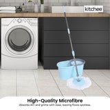 4x Kitchee Microfibre Mop Head Replacement for Kitchee Spin Mop - White Round - 45-Degree Angle
