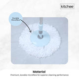 4x Kitchee Microfibre Mop Head Replacement for Kitchee Spin Mop - White Round - Rear View