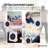 Tooleroo USB Rechargeable Desktop CD Player Speaker ??Bluetooth Portable Pink