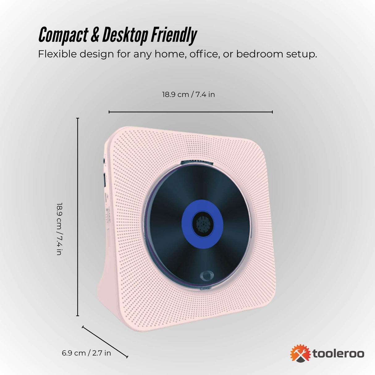 Tooleroo USB Rechargeable Desktop CD Player Speaker ??Bluetooth Portable Pink