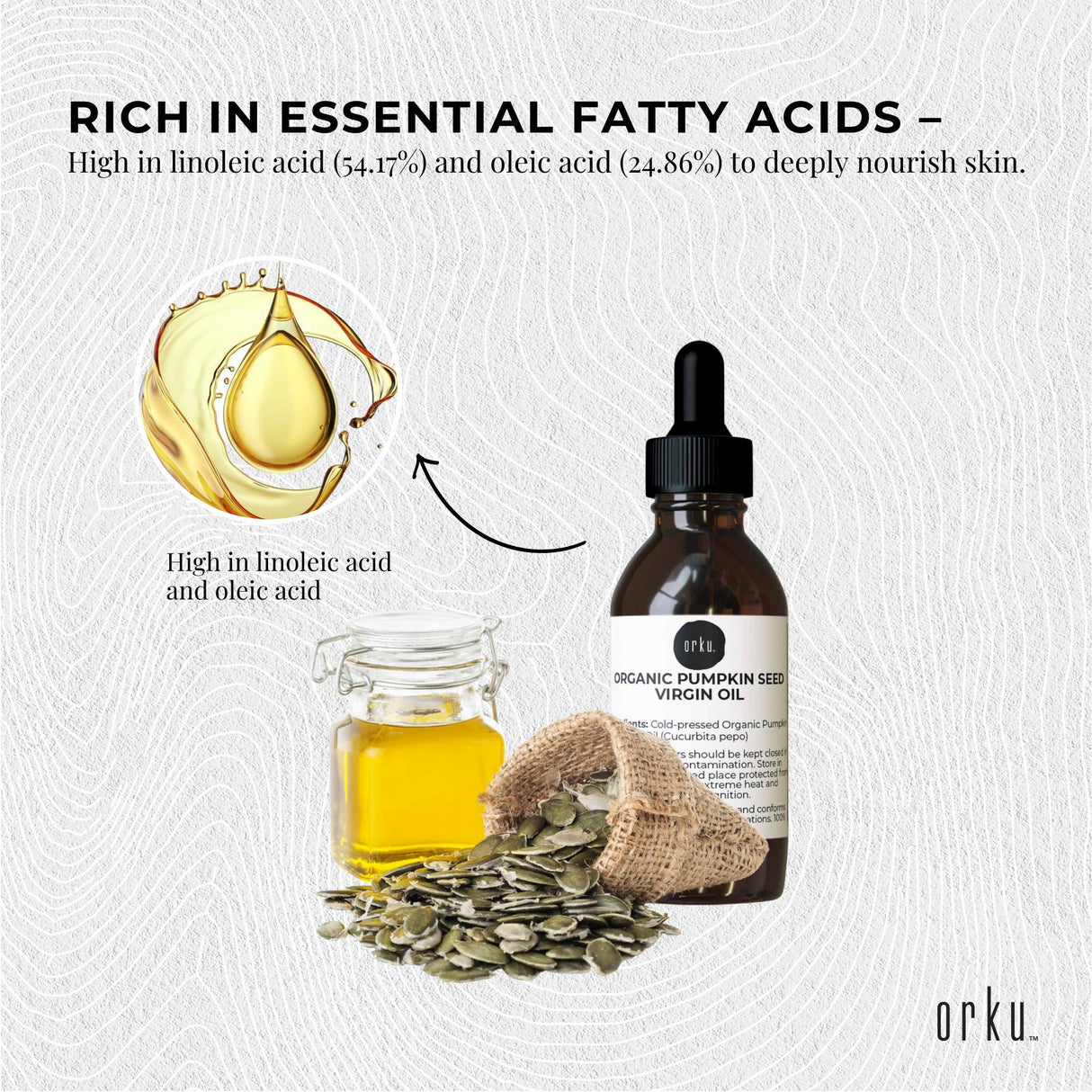 Orku 25ml Organic Pumpkin Seed Oil – Virgin Cold Pressed Unrefined Cosmetic Gr.