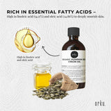 Orku 250ml Organic Pumpkin Seed Oil – Virgin Cold Pressed Unrefined Cosmetic Gr. - Top-Down View