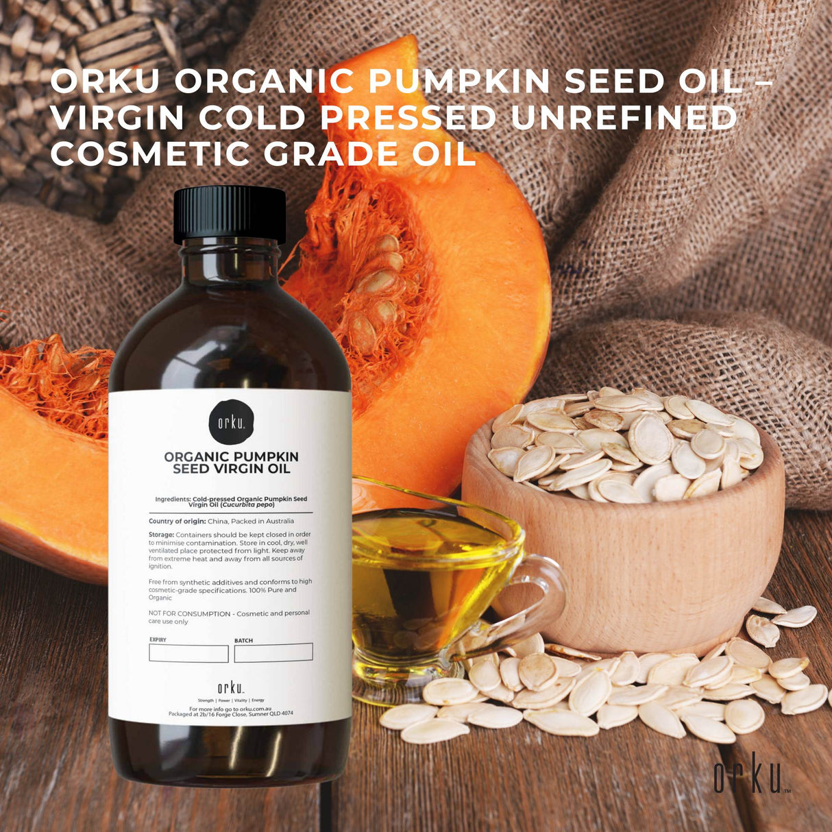 Orku 500ml Organic Pumpkin Seed Oil ??Virgin Cold Pressed Unrefined Cosmetic Gr.