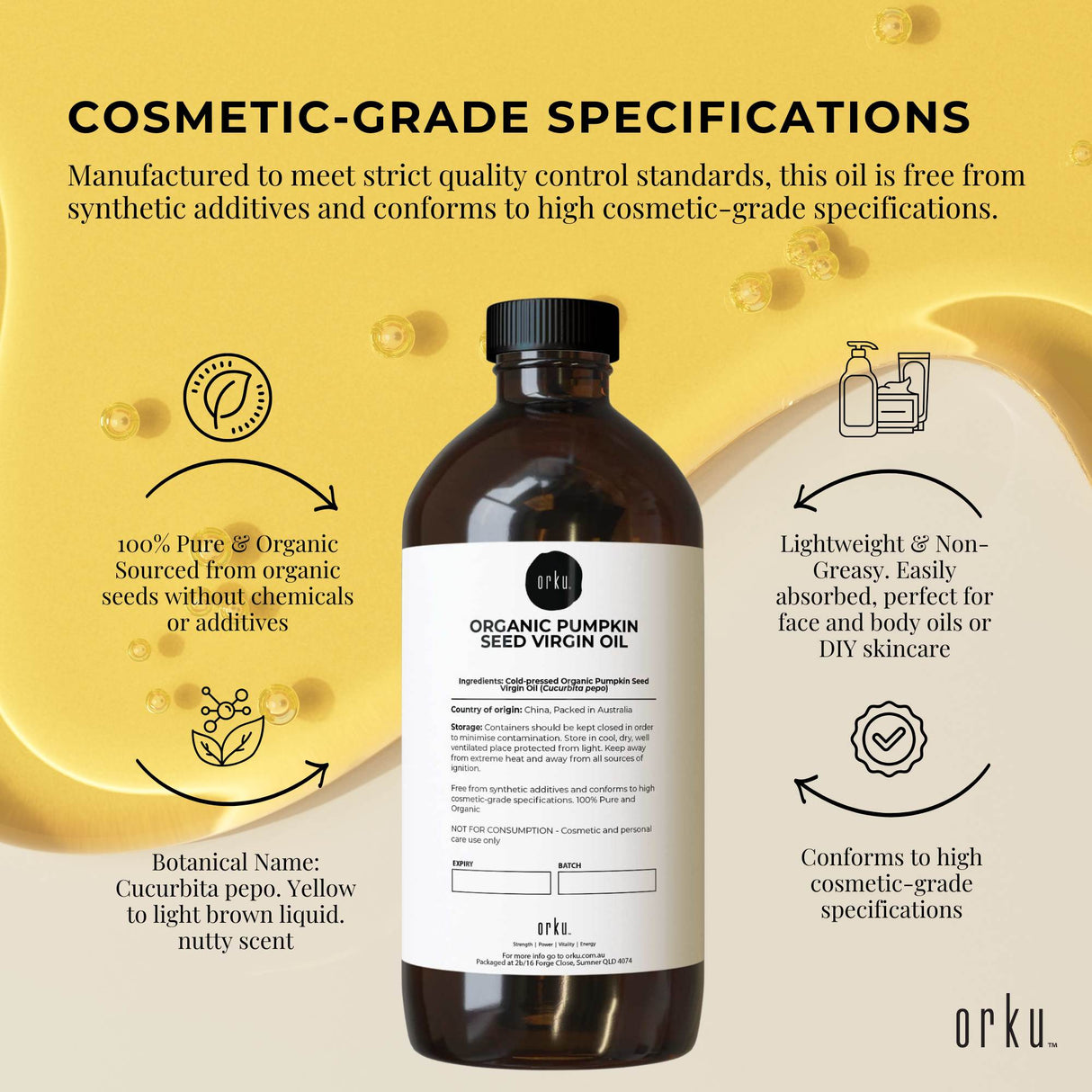 Orku 1L Organic Pumpkin Seed Oil ??Virgin Cold Pressed Unrefined Cosmetic Gr.