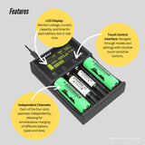 LiitoKala Lii-M4S Battery Charger LCD 4-Slot USB Li-ion NiMH Test Discharge Mode - 45-Degree Angle