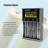 LiitoKala Lii-M4S Battery Charger LCD 4-Slot USB Li-ion NiMH Test Discharge Mode - Low Angle