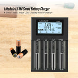LiitoKala Lii-M4 Smart Battery Charger LCD - 4-Slot USB for 18650 AA AAA Li-ion - Front View