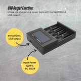 LiitoKala Lii-M4 Smart Battery Charger LCD - 4-Slot USB for 18650 AA AAA Li-ion - Rear View