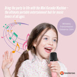 Mini Karaoke Machine and 2x Wireless Microphones Portable Bluetooth Speaker Pink - Side View
