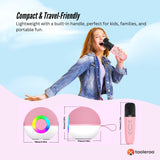 Mini Karaoke Machine and 2x Wireless Microphones Portable Bluetooth Speaker Pink - Top-Down View