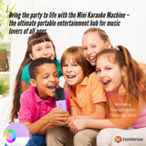 Mini Karaoke Machine - 2x Wireless Microphones Portable Bluetooth Speaker Purple - Side View