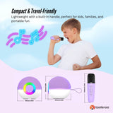 Mini Karaoke Machine - 2x Wireless Microphones Portable Bluetooth Speaker Purple - Top-Down View