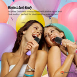 Mini Karaoke Machine - 2x Wireless Microphones Portable Bluetooth Speaker Purple - Low Angle