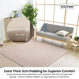 Kitchee Foam Floor Mat 150x200cm - Padded Thick Deep Soft Tatami Style Rug Cream - Front View