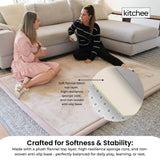Kitchee Foam Floor Mat 150x200cm - Padded Thick Deep Soft Tatami Style Rug Cream - Top-Down View
