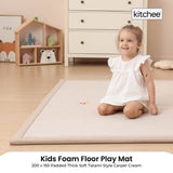 Kitchee Kids Foam Floor Play Mat 150x200cm – Padded Thick Soft Tatami Style Cream - Front View