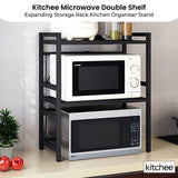 Kitchee Microwave Double Shelf - Expanding Storage Rack Kitchen Organiser Stand - Front View