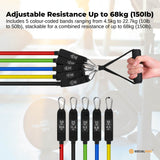 Social Hike Resistance Band Set with Handles - 11pcs Home Workout Kit 4.5-68kg - Side View