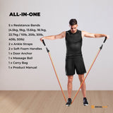 Social Hike Resistance Band Set with Handles - 11pcs Home Workout Kit 4.5-68kg - Close-Up Angle