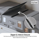 1x Kitchee Foldable Bed Sheet Storage Box - Linen and Closet Organiser Grey - Side View
