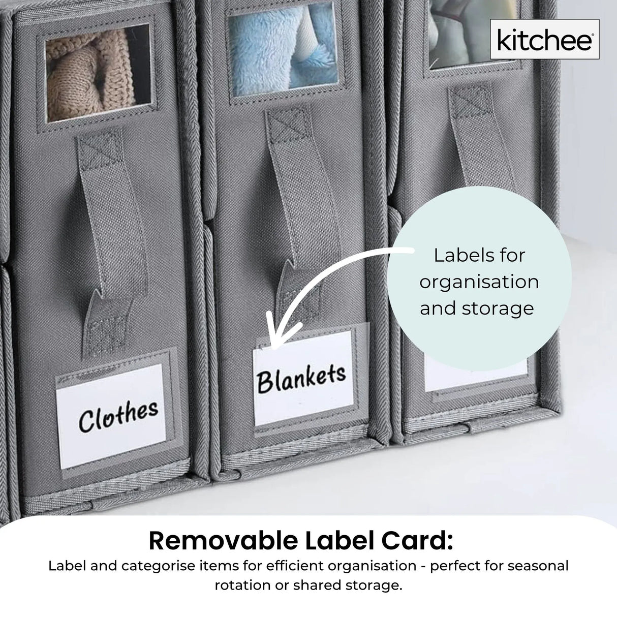 1x Kitchee Foldable Bed Sheet Storage Box - Linen and Closet Organiser Grey